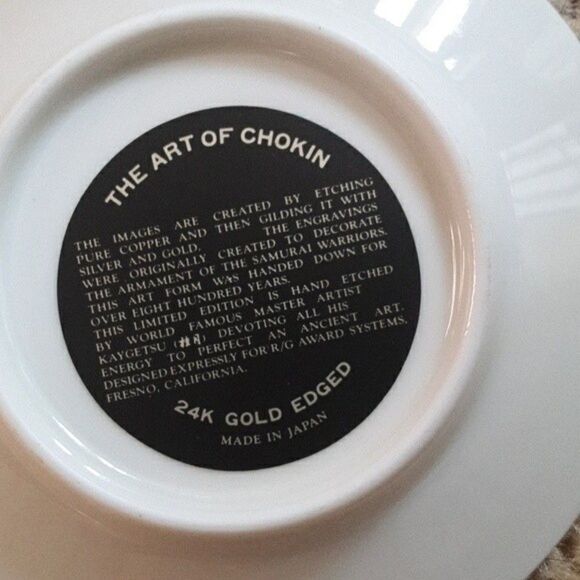 Art of Chokin 24KT Gold Edged Decorative Set black white plate mini vintage - Picture 8 of 16